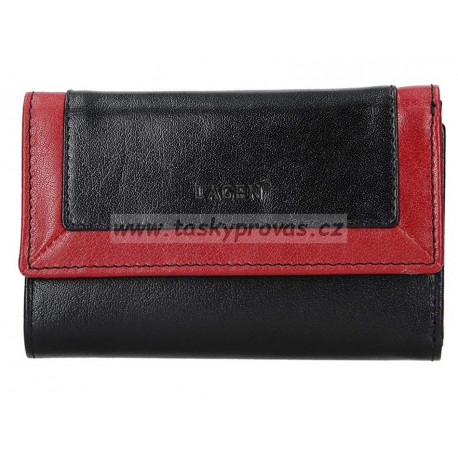 Lagen dámská kožená luxusní peněženka 4390/419 black/red