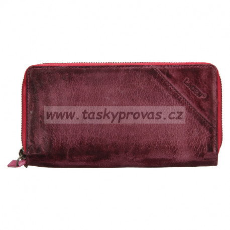 Velká dámská kožená luxusní peněženka Lagen JK-200/D plum/fuchsia